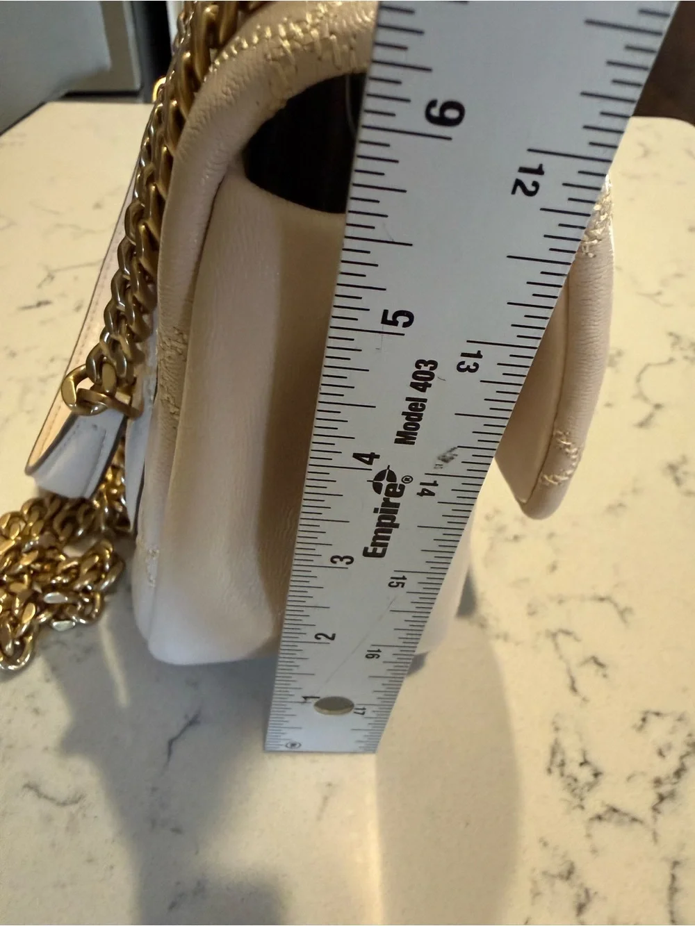 Tory Burch Cream Quilted Chain Crossbody Bag with Gold Hardware